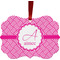 Square Weave Metal Frame Ornament - Double Sided w/ Name and Initial