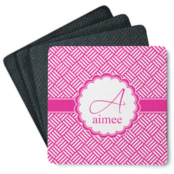 Square Weave Square Rubber Backed Coasters - Set of 4 (Personalized)