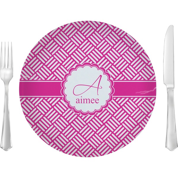 Custom Square Weave 10" Glass Lunch / Dinner Plates - Single or Set (Personalized)