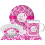 Square Weave Dinner Set - Single 4 Pc Setting w/ Name and Initial