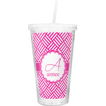 Square Weave Double Wall Tumbler with Straw (Personalized)
