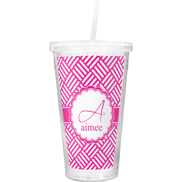 Custom Square Weave Double Wall Tumbler with Straw (Personalized)