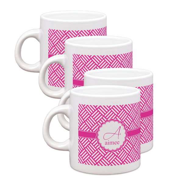 Custom Square Weave Single Shot Espresso Cups - Set of 4 (Personalized)