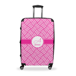 Square Weave Suitcase - 28" Large - Checked w/ Name and Initial