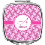 Square Weave Compact Makeup Mirror (Personalized)