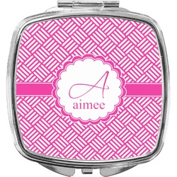 Square Weave Compact Makeup Mirror (Personalized)