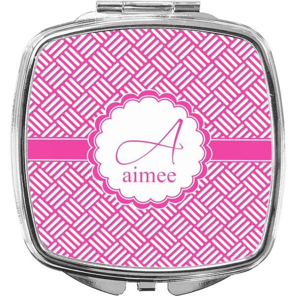 Custom Square Weave Compact Makeup Mirror (Personalized)