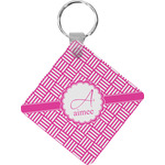 Square Weave Diamond Plastic Keychain w/ Name and Initial