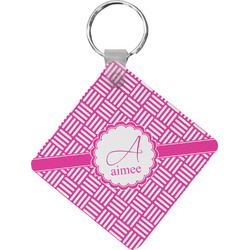 Square Weave Diamond Plastic Keychain w/ Name and Initial
