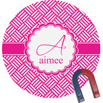 Square Weave Round Fridge Magnet (Personalized)