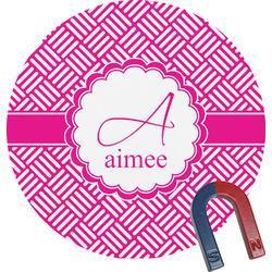 Square Weave Round Fridge Magnet (Personalized)