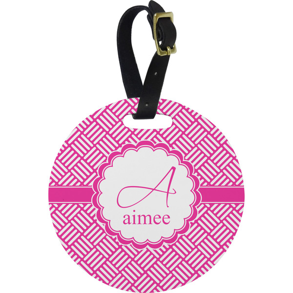 Custom Square Weave Plastic Luggage Tag - Round (Personalized)