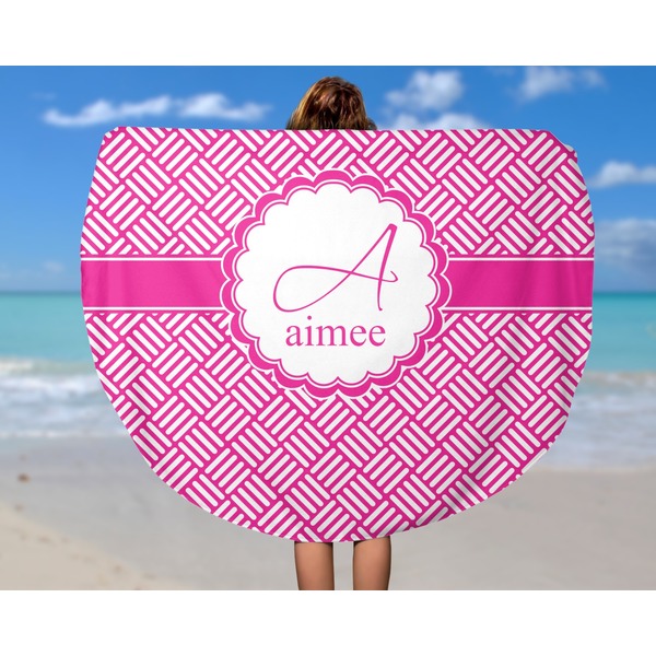 Hashtag Round Beach Towel - In Use