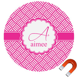 Square Weave Round Car Magnet - 6" (Personalized)