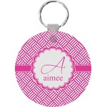 Square Weave Round Plastic Keychain (Personalized)