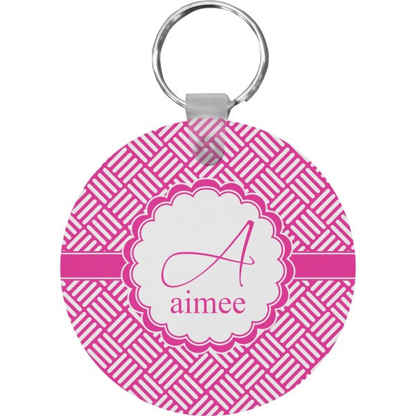 Custom Square Weave Round Plastic Keychain (Personalized)