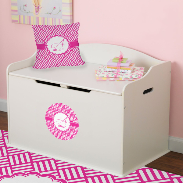 Hashtag Round Wall Decal on Toy Chest