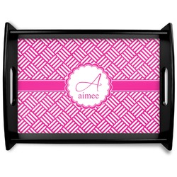 Square Weave Black Wooden Tray - Large (Personalized)