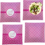Square Weave Set of 4 Glass Square Lunch / Dinner Plate 9.5" (Personalized)