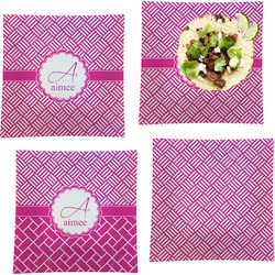 Square Weave Set of 4 Glass Square Lunch / Dinner Plate 9.5" (Personalized)