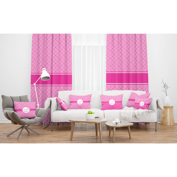 Hashtag Sheer and Custom Curtains in Room with Matching Pillows