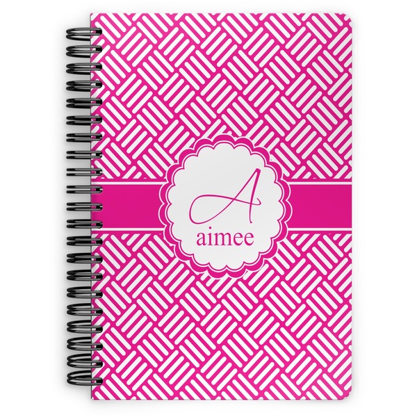 Custom Square Weave Spiral Notebook - 7x10 w/ Name and Initial