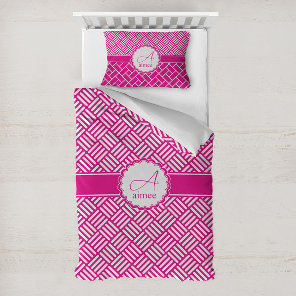 Custom Square Weave Toddler Bedding w/ Name and Initial