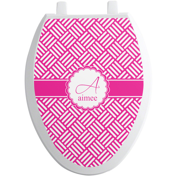 Custom Square Weave Toilet Seat Decal - Elongated (Personalized)