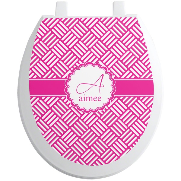 Custom Square Weave Toilet Seat Decal - Round (Personalized)