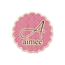 Square Weave Genuine Maple or Cherry Wood Sticker (Personalized)