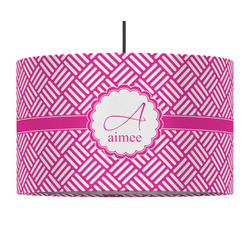 Square Weave 12" Drum Pendant Lamp - Fabric (Personalized)
