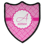 Square Weave Iron On Shield Patch B w/ Name and Initial