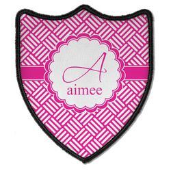 Square Weave Iron On Shield Patch B w/ Name and Initial