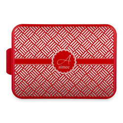 Square Weave Aluminum Baking Pan with Red Lid (Personalized)