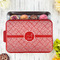 Square Weave Aluminum Baking Pan - Red Lid - LIFESTYLE