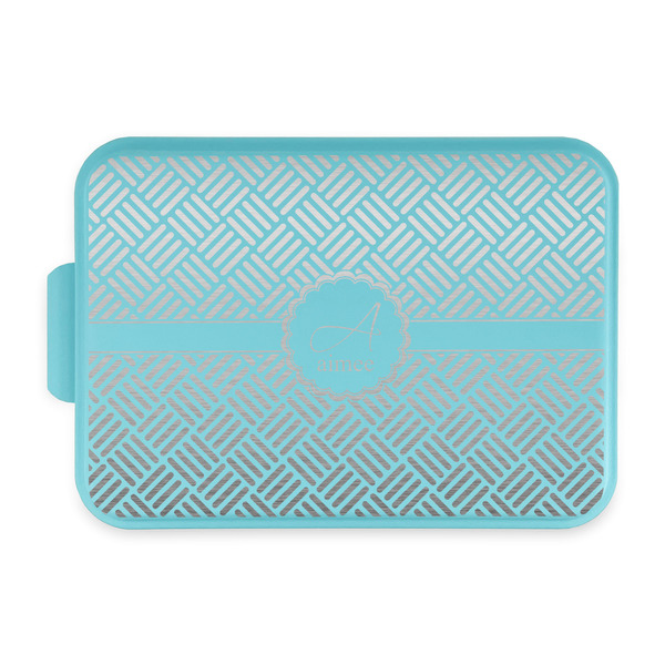 Custom Square Weave Aluminum Baking Pan with Teal Lid (Personalized)