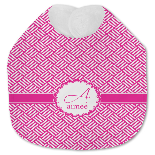Custom Square Weave Jersey Knit Baby Bib w/ Name and Initial