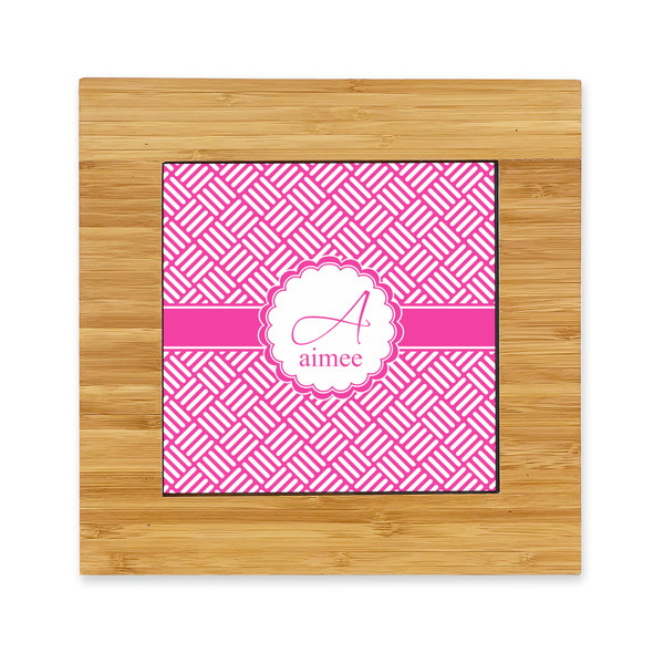 Custom Square Weave Bamboo Trivet with Ceramic Tile Insert (Personalized)