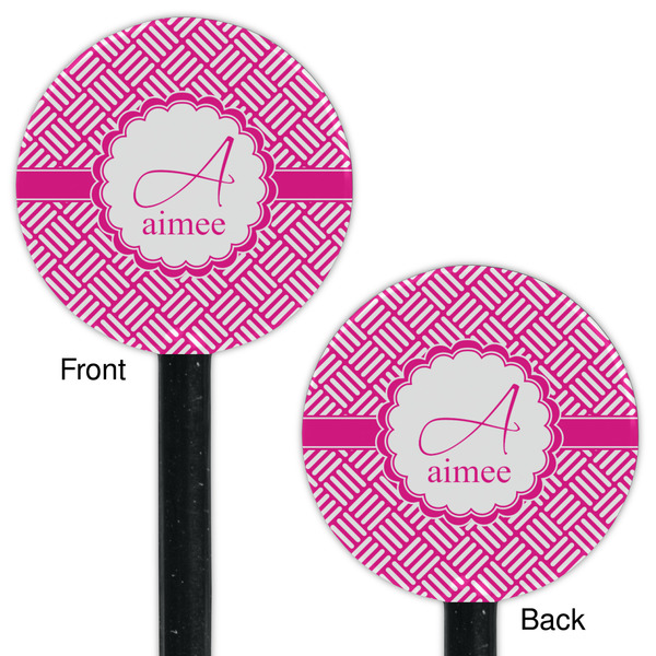 Square Weave Black Plastic 5.5" Stir Stick - Double Sided - Round - Front & Back