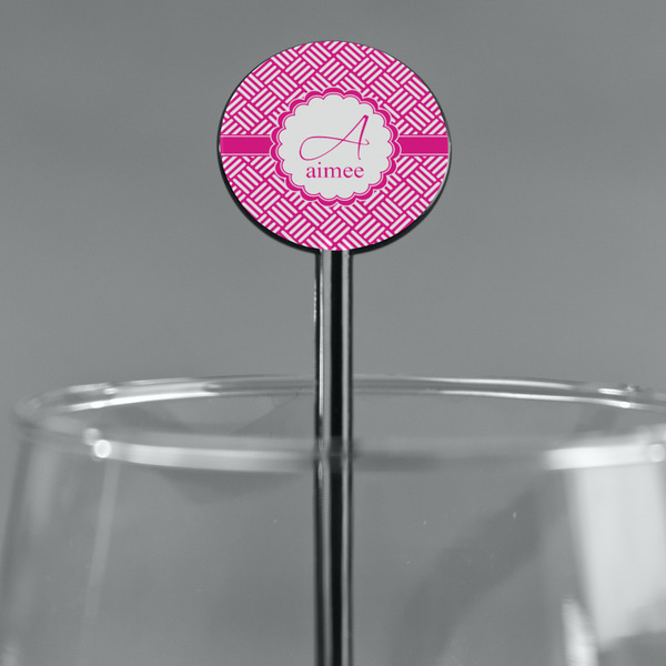 Square Weave Black Plastic 5.5" Stir Stick - Round - Main