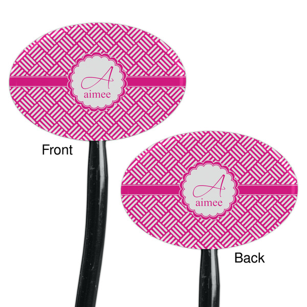 Square Weave Black Plastic 7" Stir Stick - Double Sided - Oval - Front & Back