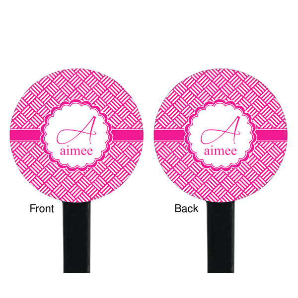 Square Weave Black Plastic 7" Stir Stick - Double Sided - Round - Front & Back