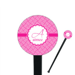 Square Weave 7" Round Plastic Stir Sticks - Black - Single Sided (Personalized)