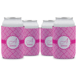 Square Weave Can Cooler (12 oz) - Set of 4 w/ Name and Initial