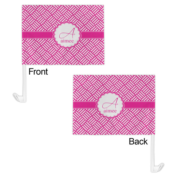 Square Weave Car Flag - 11" x 8" - Front & Back View