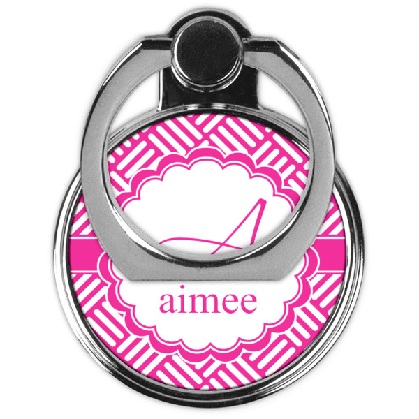 Square Weave Cell Phone Ring Stand & Holder - Front (Collapsed)