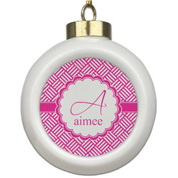 Square Weave Ceramic Ball Ornament (Personalized)