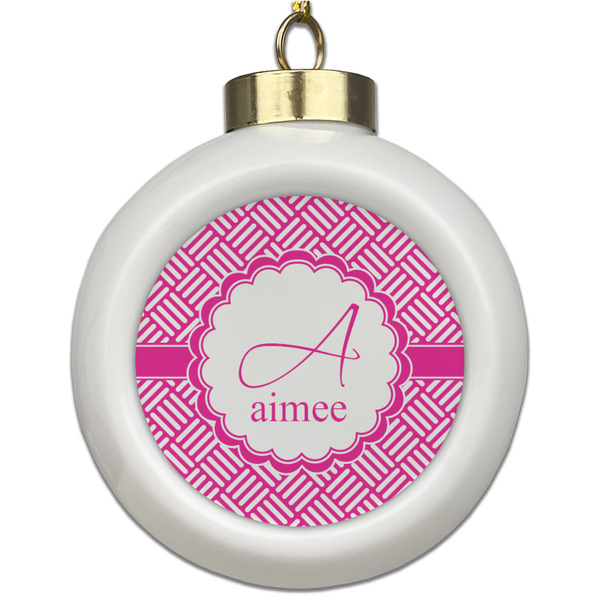 Custom Square Weave Ceramic Ball Ornament (Personalized)