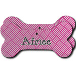 Square Weave Ceramic Dog Ornament - Front & Back w/ Name and Initial