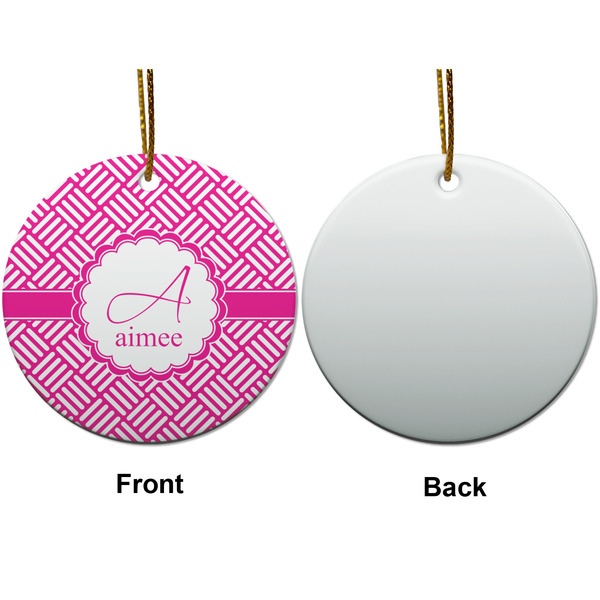 Square Weave Ceramic Flat Ornament - Circle Front & Back (APPROVAL)
